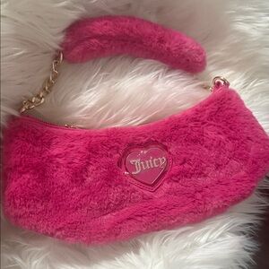 Juicy couture, fuchsia, pink fluffy satchel